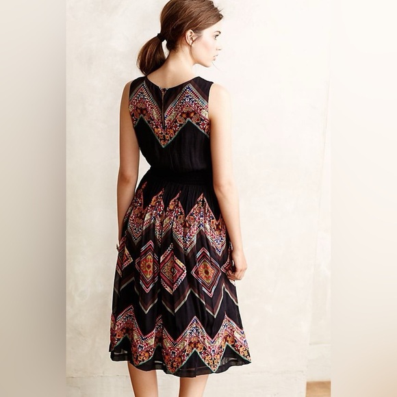 Anthropologie Patchworked Chevron Midi Dress Tanvi Kedia Size 2 Orig $278 - Picture 16 of 16